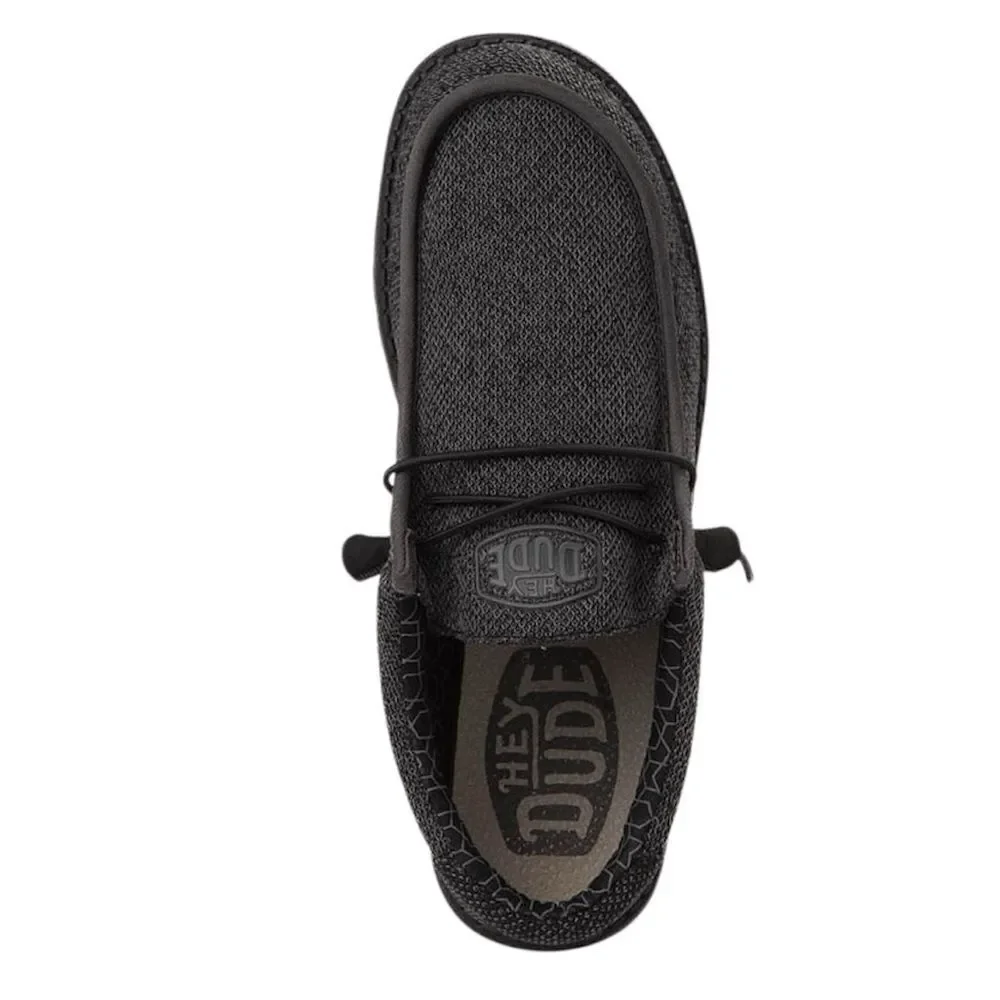 HEY DUDE Wally Sox Micro Casual Sneaker-, Total Black, W10/M8, NWT no box